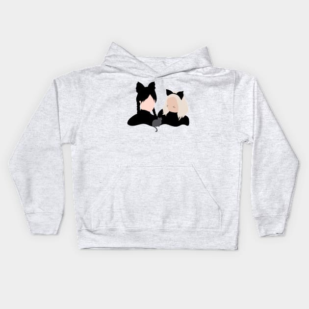 The black cats - Wednesday and enid Kids Hoodie by FunartsbyM